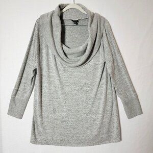 A.N.A  Tunic Sweater Womens Sz XL Pullover Cowl Neck Knit Long Sleeve Grey Tweed